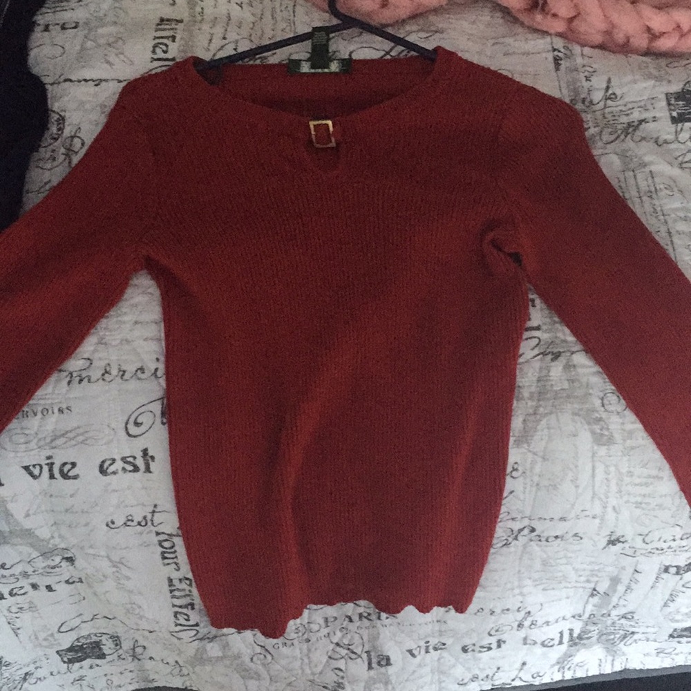 red tight sweater